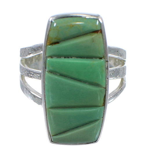 Turquoise Inlay And Genuine Sterling Silver Southwest Ring Size 6-1/4 VX57366